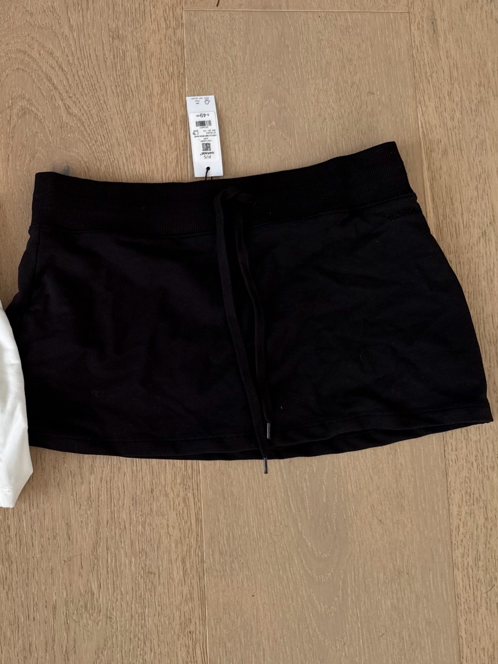 Garage Black Mini Skirt with Drawstring Waist